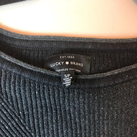 Lucky Brand | Gray Tie Front Ribbed Sweater - Picture 2 of 5